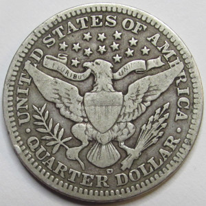 1908 D Barber Quarter - antique better condition American silver quarter coin