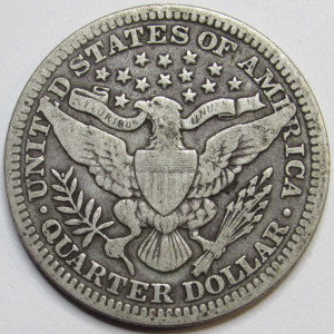 1911 Barber Quarter - antique better grade original American silver quarter