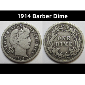 1914 Barber Dime - high quality silver American dime