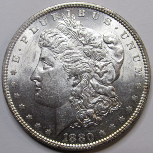 1880 Morgan Dollar - antique higher grade American silver dollar