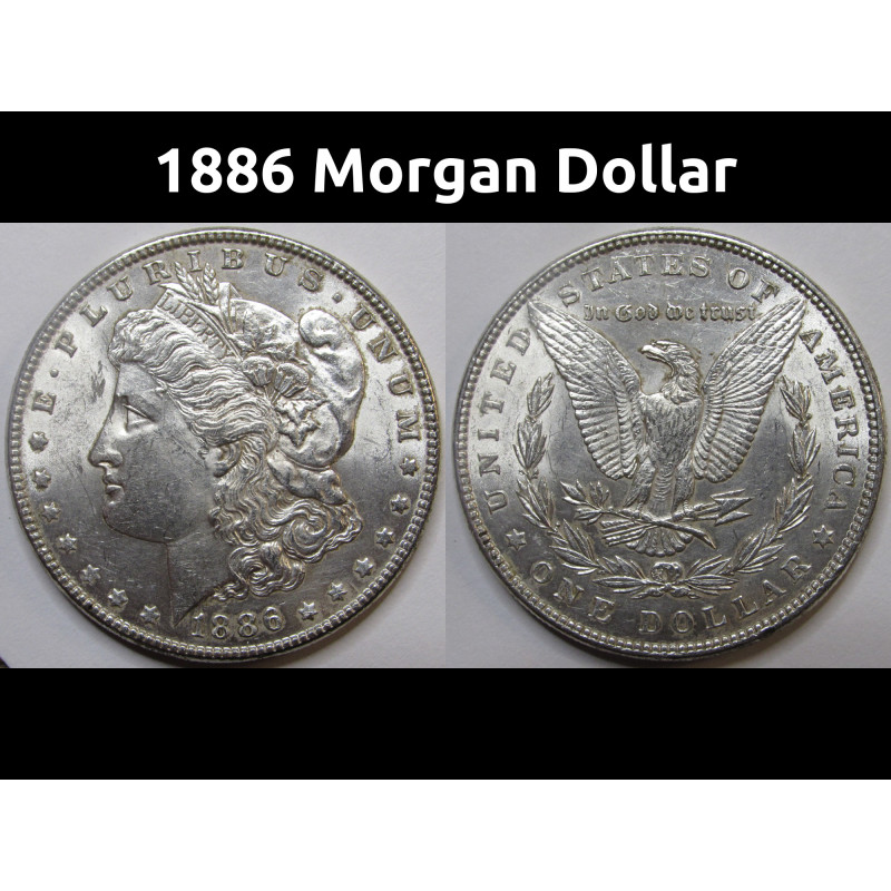 1886 Morgan Dollar - antique fully detailed American silver dollar