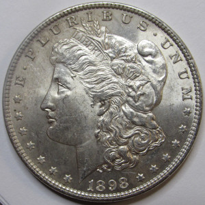 1898 Morgan Dollar - antique uncirculated well detailed silver dollar