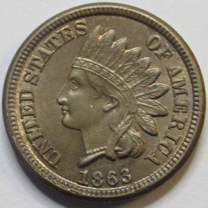 1863 Indian Head Cent - uncirculated Civil War era American penny