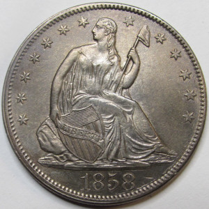 1858 Seated Liberty Half Dollar - high grade pre Civil War silver American half dollar