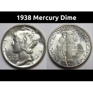 1938 Mercury Dime - high grade uncirculated American silver dime