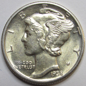 1938 D Mercury Dime - better date Denver mintmark American silver dime