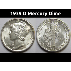 1939 D Mercury Dime - antique Denver mintmark American silver dime