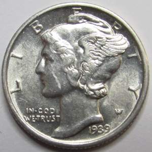 1939 S Mercury Dime - antique San Francisco mintmark silver dime
