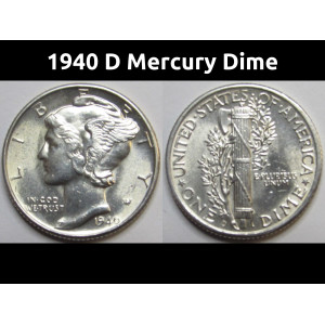 1940 D Mercury Dime - antique Denver mintmark American silver dime