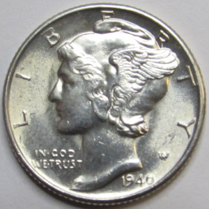 1940 D Mercury Dime - antique Denver mintmark American silver dime