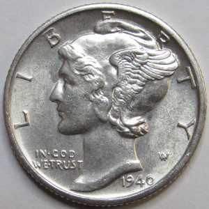 1940 S Mercury Dime - antique S mintmark American silver dime