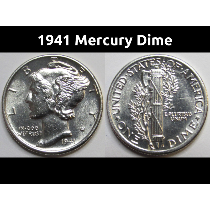 1941 Mercury Dime - antique higher grade silver uncirculated dime