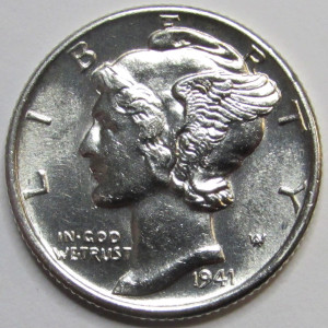 1941 Mercury Dime - antique higher grade silver uncirculated dime