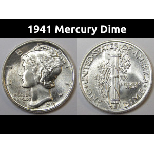 1941 Mercury Dime - antique American silver dime coin