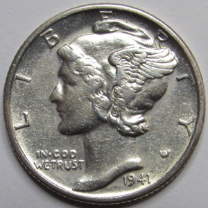1941 D Mercury Dime - antique Denver mintmark American silver dime
