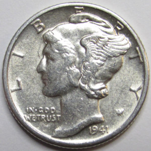 1941 D Mercury Dime - antique Denver mintmark American silver dime