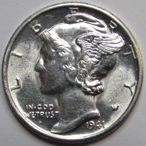 1941 S Mercury Dime - antique San Francisco mintmark silver dime