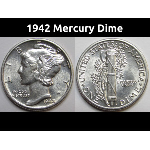 1942 Mercury Dime - uncirculated American silver dime
