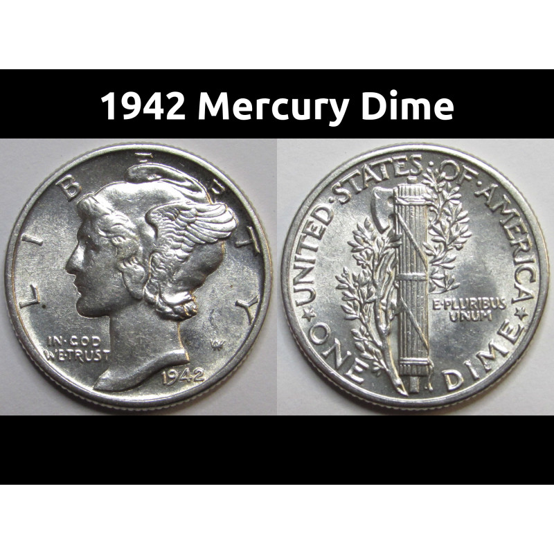 1942 Mercury Dime - uncirculated American silver dime