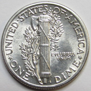 1942 Mercury Dime - uncirculated American silver dime
