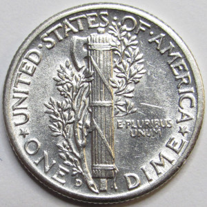 1942 D Mercury Dime - antique uncirculated silver dime