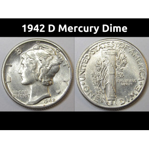 1942 D Mercury Dime - antique Denver mintmark American silver dime