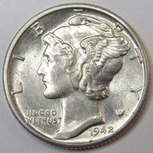1942 D Mercury Dime - antique Denver mintmark American silver dime