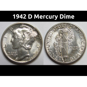 1942 D Mercury Dime - antique Denver mintmark American silver dime