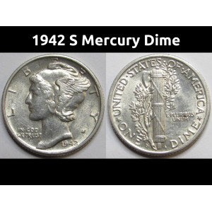 1942 S Mercury Dime - antique San Francisco mintmark silver dime coin