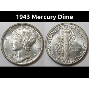 1943 Mercury Dime - antique WW2 American silver dime