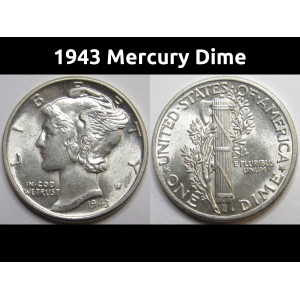 1943 Mercury Dime - antique WW2 silver American dime