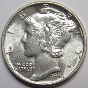 1943 Mercury Dime - antique WW2 silver American dime
