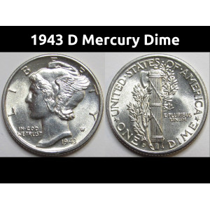 1943 D Mercury Dime - antique Denver mintmark silver American dime