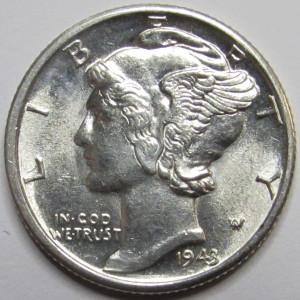 1943 D Mercury Dime - antique Denver mintmark silver dime coin