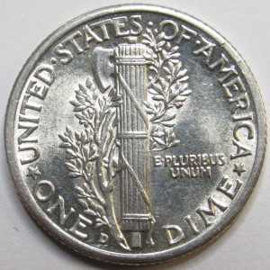 1943 D Mercury Dime - antique Denver mintmark silver dime coin