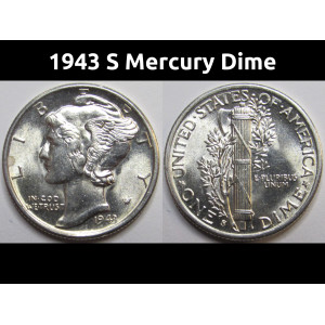 1943 S Mercury Dime - antique San Francisco mintmark silver dime