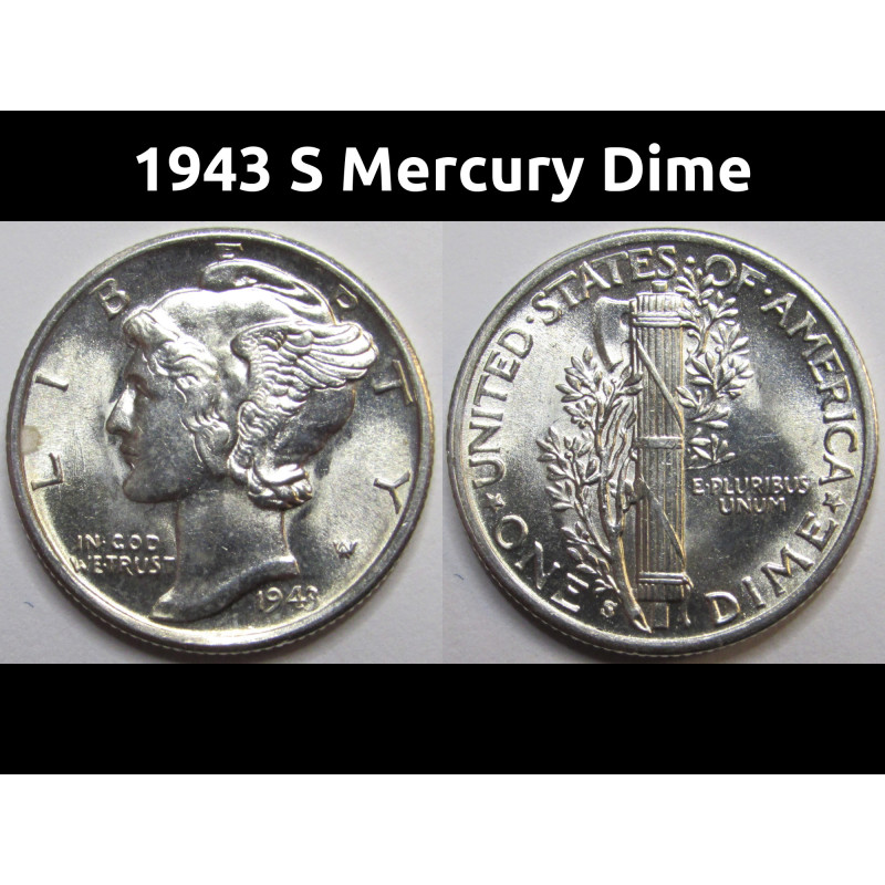 1943 S Mercury Dime - antique San Francisco mintmark silver dime
