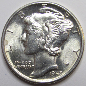 1943 S Mercury Dime - antique San Francisco mintmark silver dime