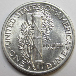 1943 S Mercury Dime - antique American silver dime