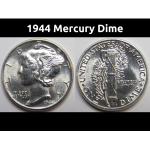 1944 Mercury Dime - antique American silver dime