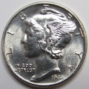 1944 Mercury Dime - antique American silver dime