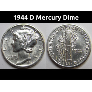 1944 D Mercury Dime - antique Denver mintmark silver dime