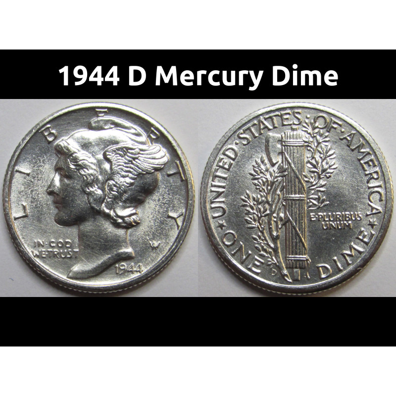 1944 D Mercury Dime - antique Denver mintmark silver dime