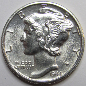 1944 D Mercury Dime - antique Denver mintmark silver dime