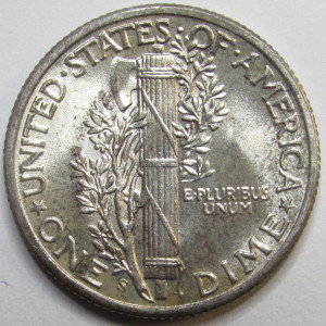 1944 S Mercury Dime - antique San Francisco mintmark brilliant uncirculated dime