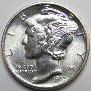 1944 S Mercury Dime - antique San Francisco mintmark dime coin