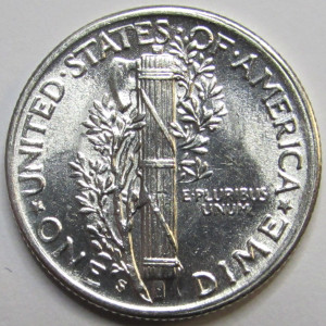 1944 S Mercury Dime - antique San Francisco mintmark dime coin