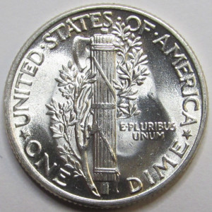 1945 Mercury Dime - antique brilliant uncirculated silver dime