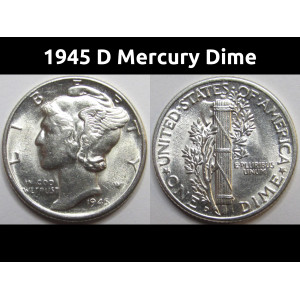 1945 D Mercury Dime - antique Denver mintmark silver dime