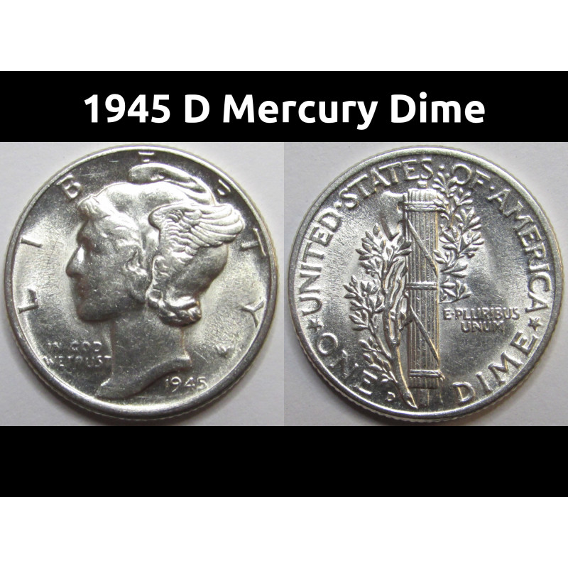 1945 D Mercury Dime - antique Denver mintmark silver dime
